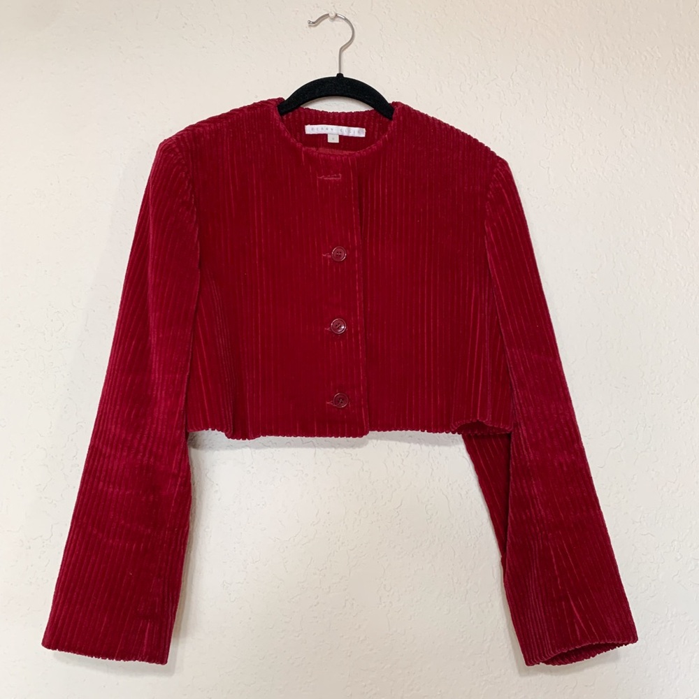Perry Ellis Vintage Red Corduroy Cropped Jacket